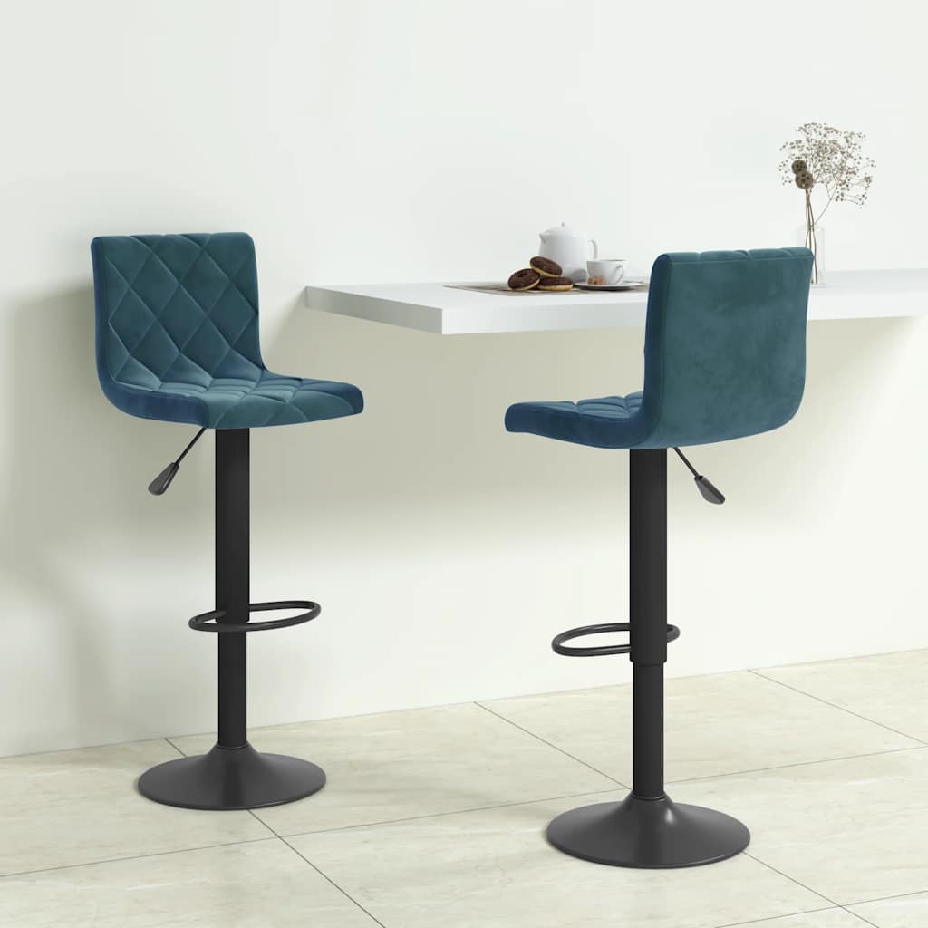 vidaXL Bar Stools 2 pcs Blue Velvet - 40 x 43 x 111 cm - 68458