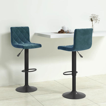vidaXL Bar Stools 2 pcs Blue Velvet - 40 x 43 x 111 cm - 68458
