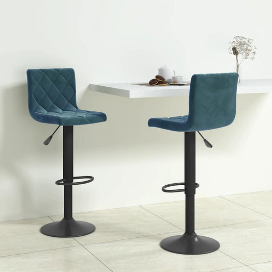 vidaXL Bar Stools 2 pcs Blue Velvet - 40 x 43 x 111 cm - 68458