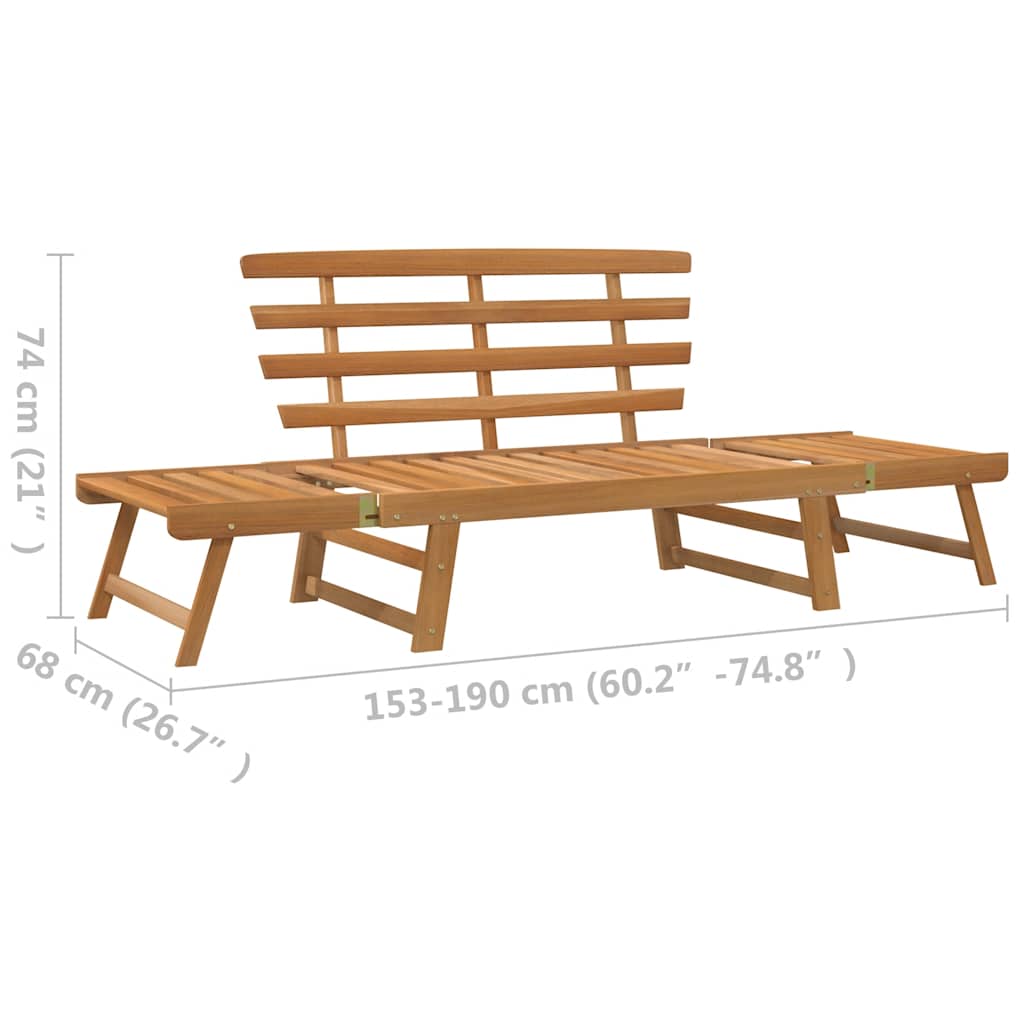 vidaXL Garden Bench 2-in-1 190 cm Solid Acacia Wood - Brown