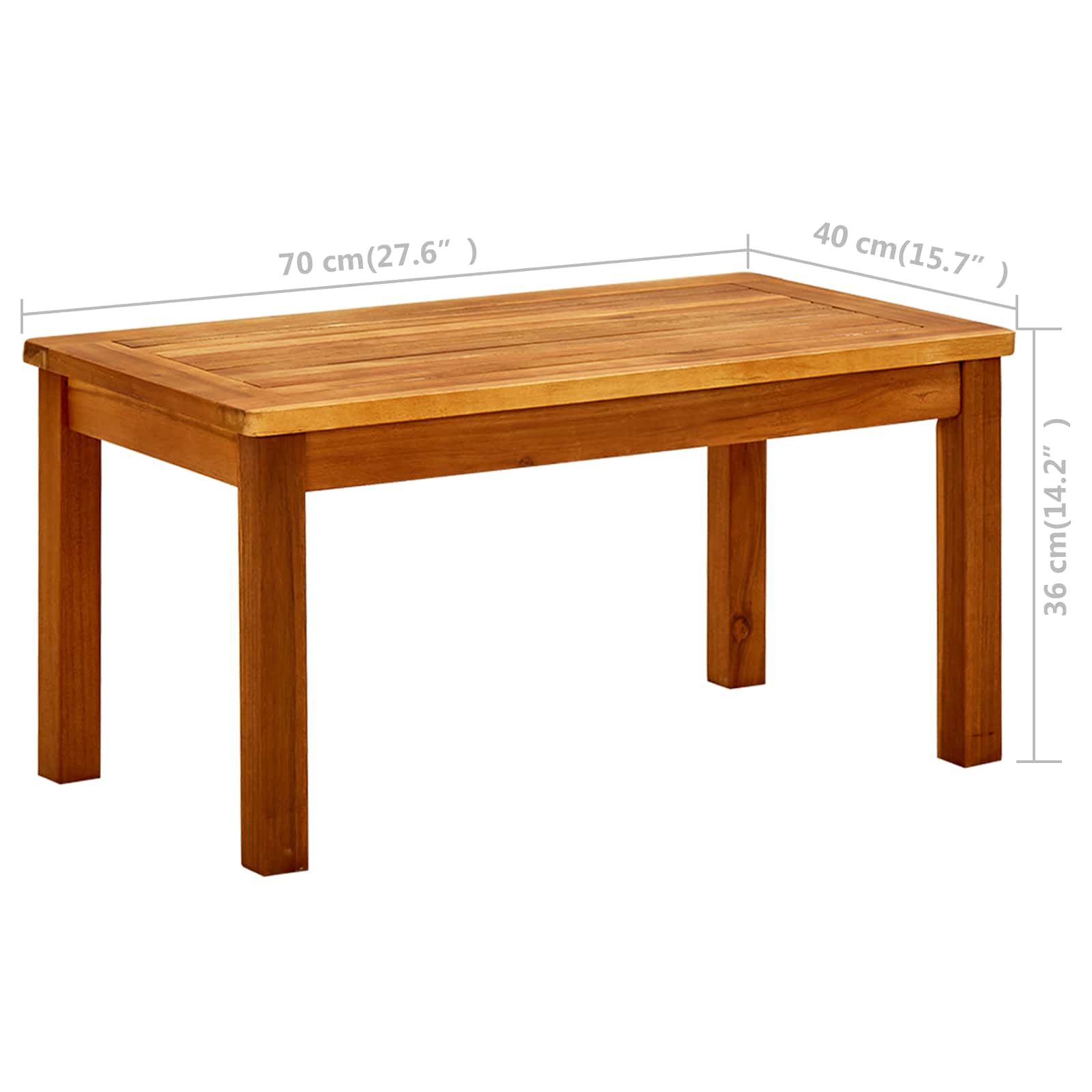 316399 vidaXL Garden Coffee Table 70x40x36 cm Solid Acacia Wood - Brown