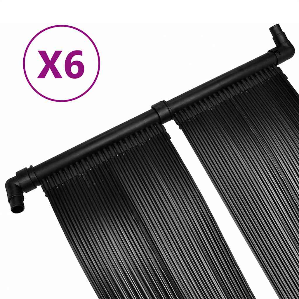 vidaXL Solar Pool Heater Panel 6 pcs 80x620 cm - Black