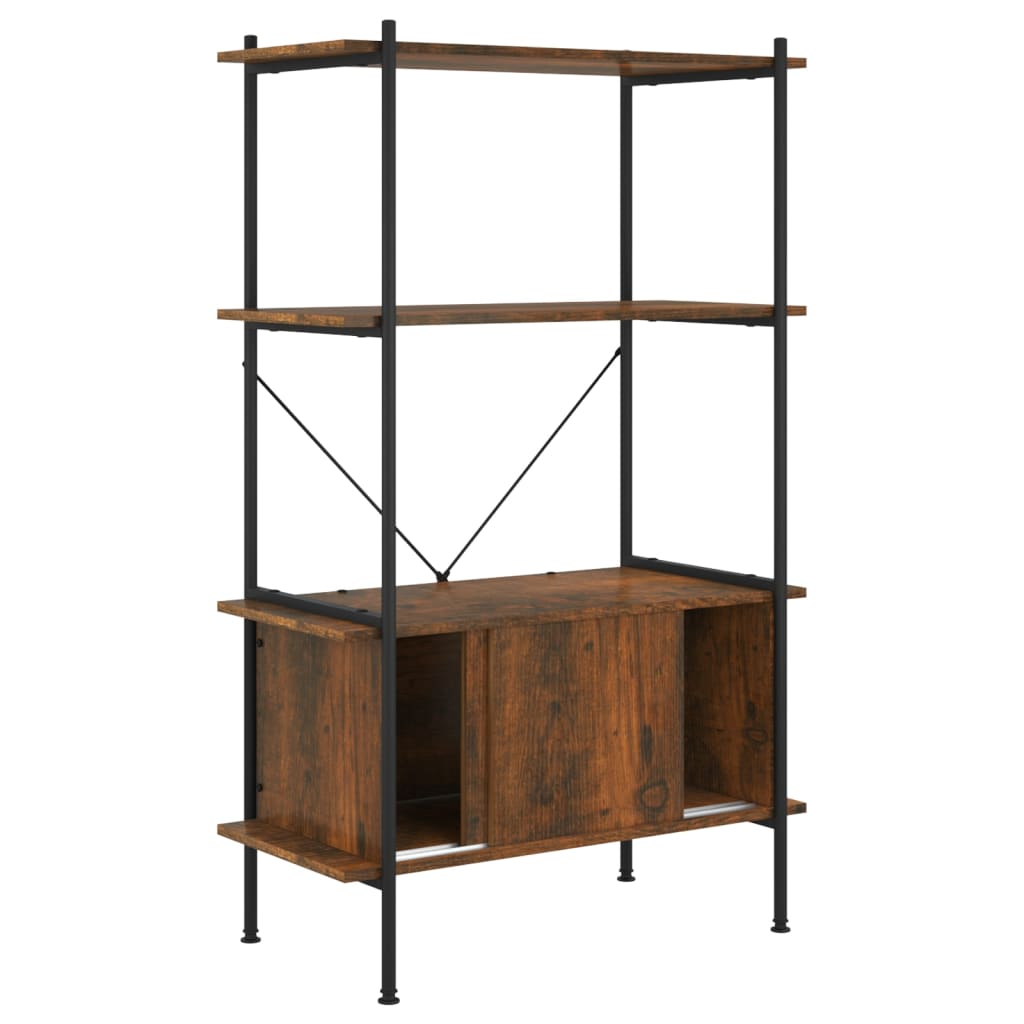 vidaXL 4-Tier Shelving Unit with Cabinet 80x40x130 cm Steel and Engineered Wood - Brown