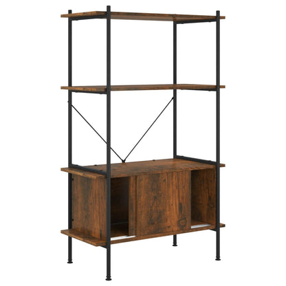 vidaXL 4-Tier Shelving Unit with Cabinet 80x40x130 cm Steel and Engineered Wood - Brown