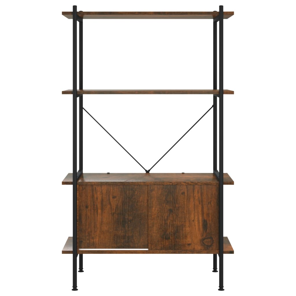 vidaXL 4-Tier Shelving Unit with Cabinet 80x40x130 cm Steel and Engineered Wood - Brown