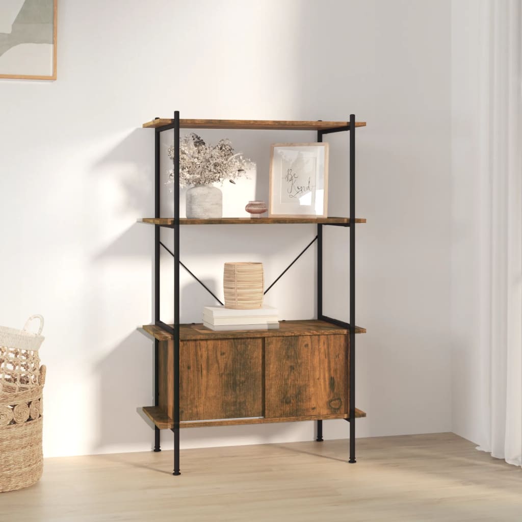 vidaXL 4-Tier Shelving Unit with Cabinet 80x40x130 cm Steel and Engineered Wood - Brown