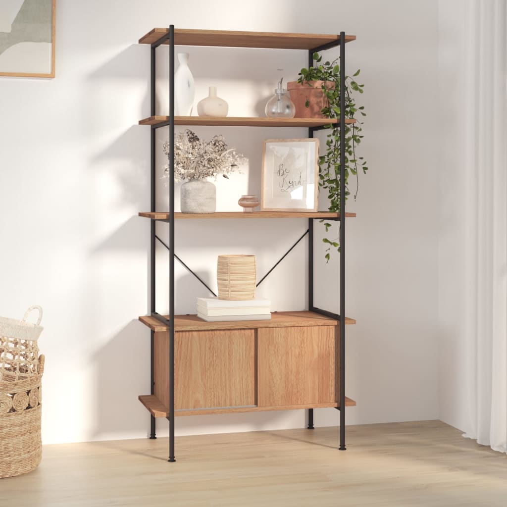 vidaXL 5-Tier Shelving Unit with Cabinet 80x40x163 cm Steel and Engineered Wood - Brown