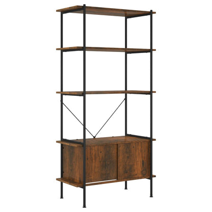 vidaXL 5-Tier Shelving Unit with Cabinet 80x40x163 cm Steel and Engineered Wood - Brown - 30223
