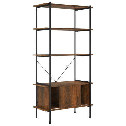 vidaXL 5-Tier Shelving Unit with Cabinet 80x40x163 cm Steel and Engineered Wood - Brown - 30223