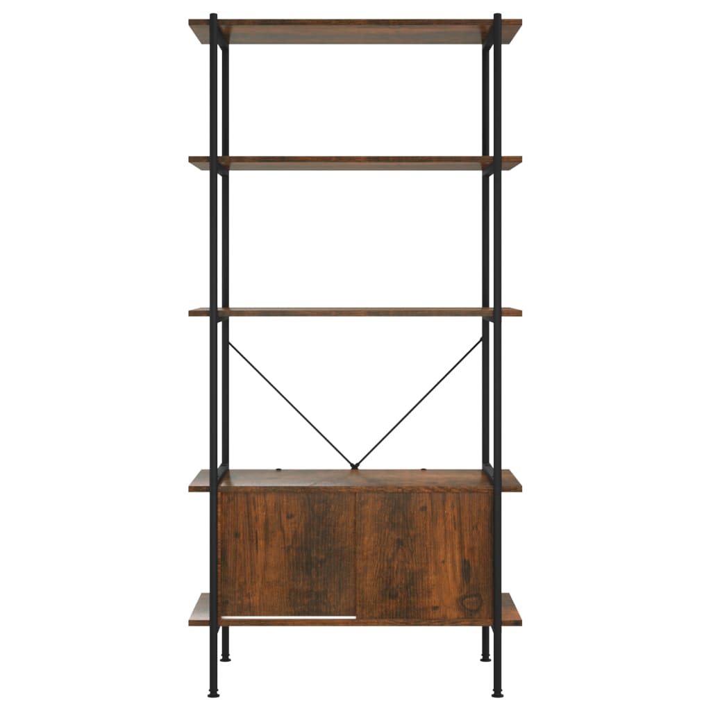 vidaXL 5-Tier Shelving Unit with Cabinet 80x40x163 cm Steel and Engineered Wood - Brown - 30223