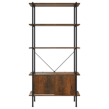 vidaXL 5-Tier Shelving Unit with Cabinet 80x40x163 cm Steel and Engineered Wood - Brown - 30223