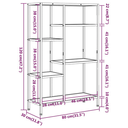 vidaXL Book Shelf 80x30x120 cm Steel and Engineered Wood - Brown