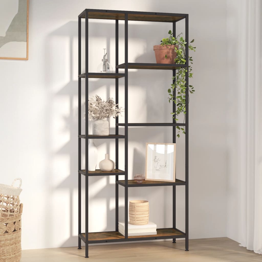 vidaXL Book Shelf 80x30x180 cm Steel and Engineered Wood - Brown - 30234