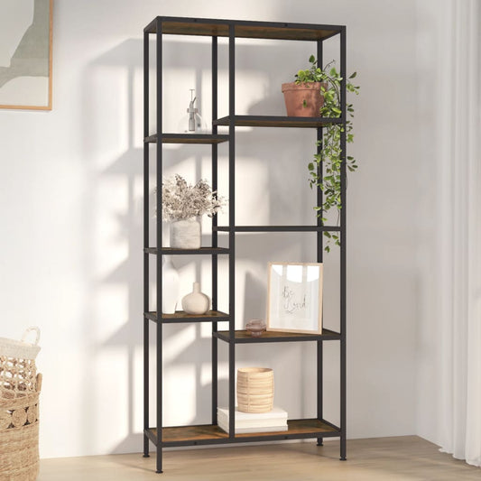 vidaXL Book Shelf 80x30x180 cm Steel and Engineered Wood - Brown - 30234