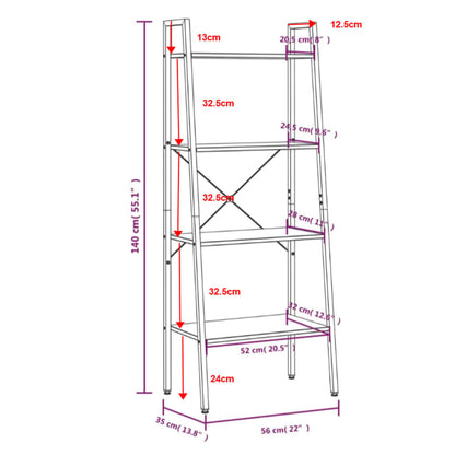 vidaXL 4-Tier Standing Shelf Light Brown and Black 56x35x140 cm