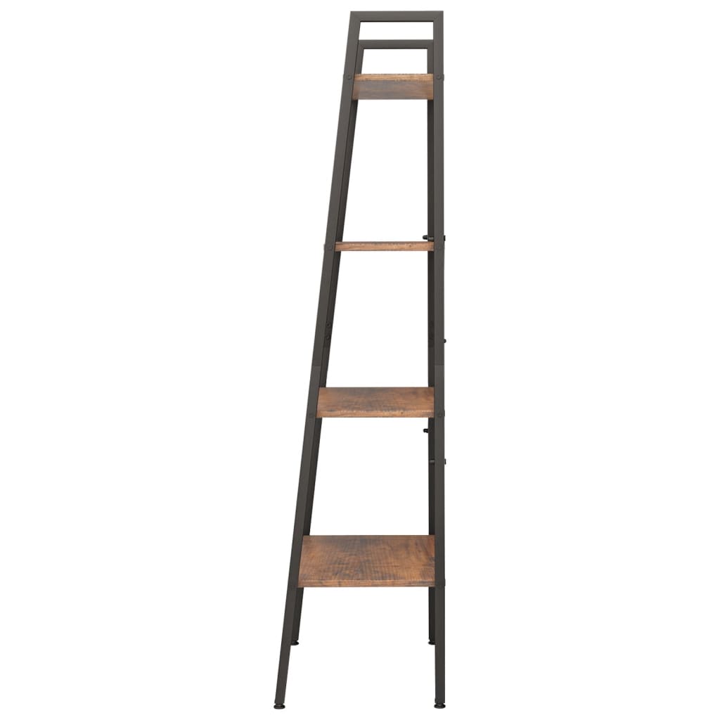 vidaXL 4-Tier Standing Shelf Dark Brown and Black 56x35x140 cm