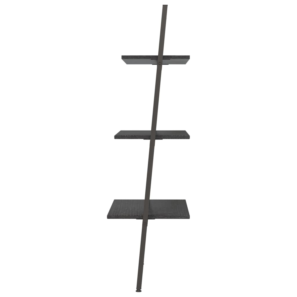 vidaXL 3-Tier Leaning Shelf Black 64x34x116 cm