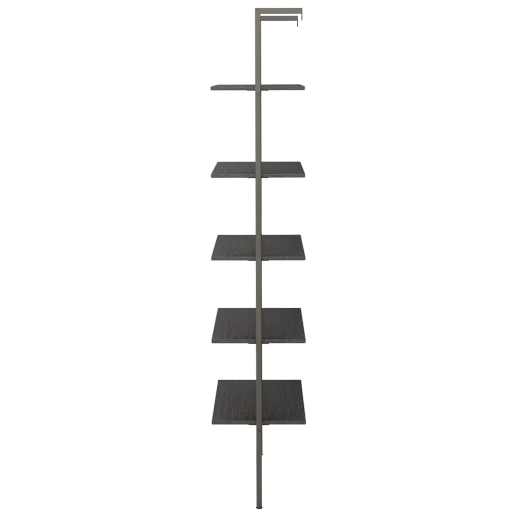 vidaXL 5-Tier Leaning Shelf Black 64x35x185 cm