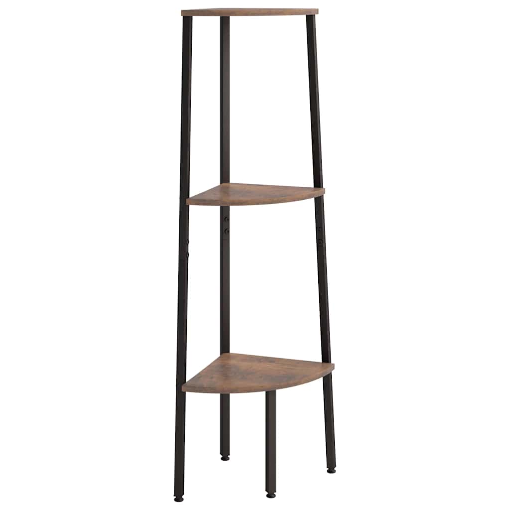 vidaXL 3-Tier Corner Shelf Dark Brown and Black 45.5x31.5x120 cm