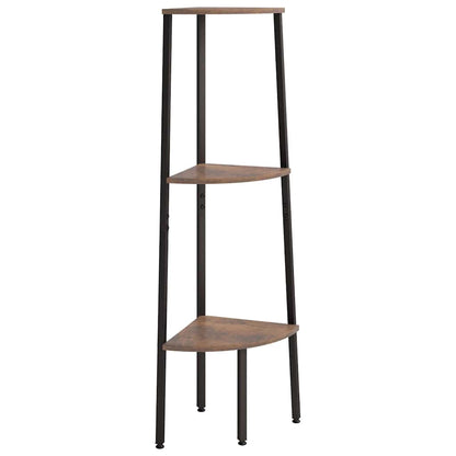 vidaXL 3-Tier Corner Shelf Dark Brown and Black 45.5x31.5x120 cm