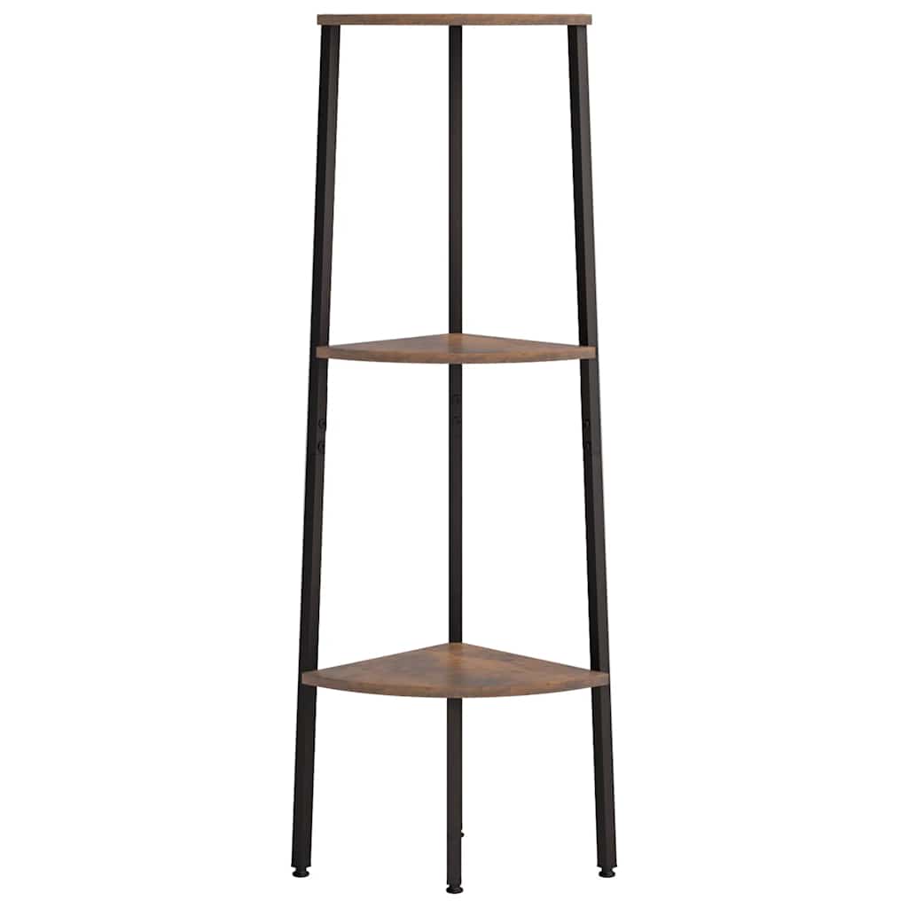 vidaXL 3-Tier Corner Shelf Dark Brown and Black 45.5x31.5x120 cm