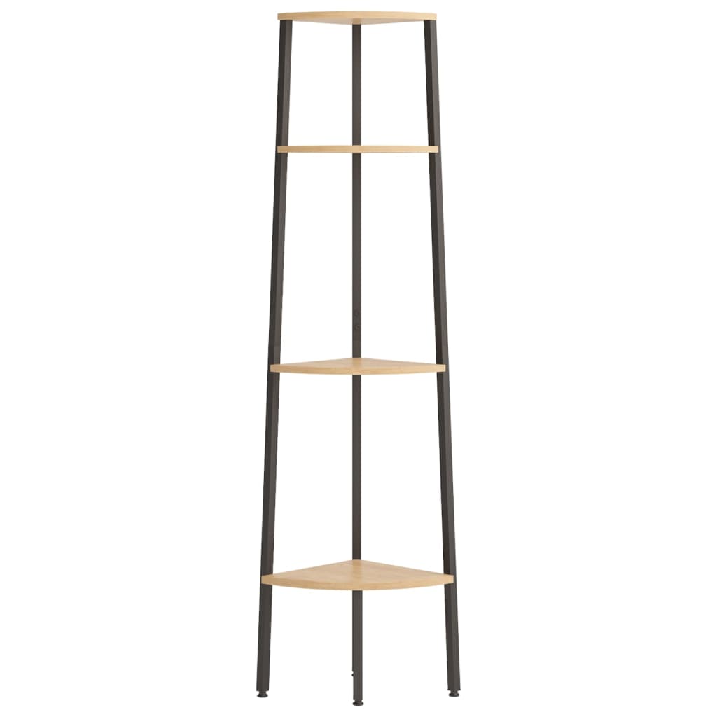 vidaXL 4-Tier Corner Shelf Light Brown and Black 45.5x31.5x150 cm