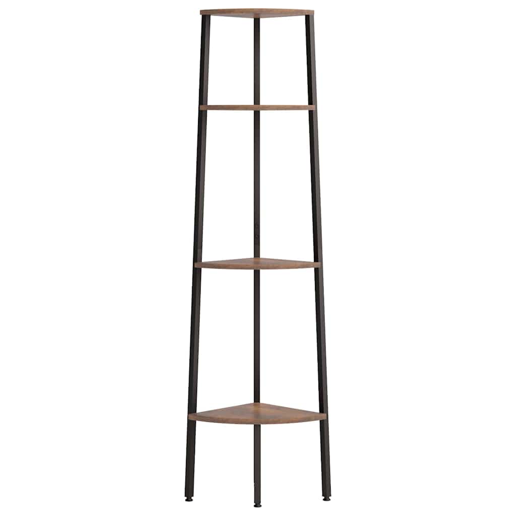 vidaXL 4-Tier Corner Shelf Dark Brown and Black 45.5x31.5x150 cm