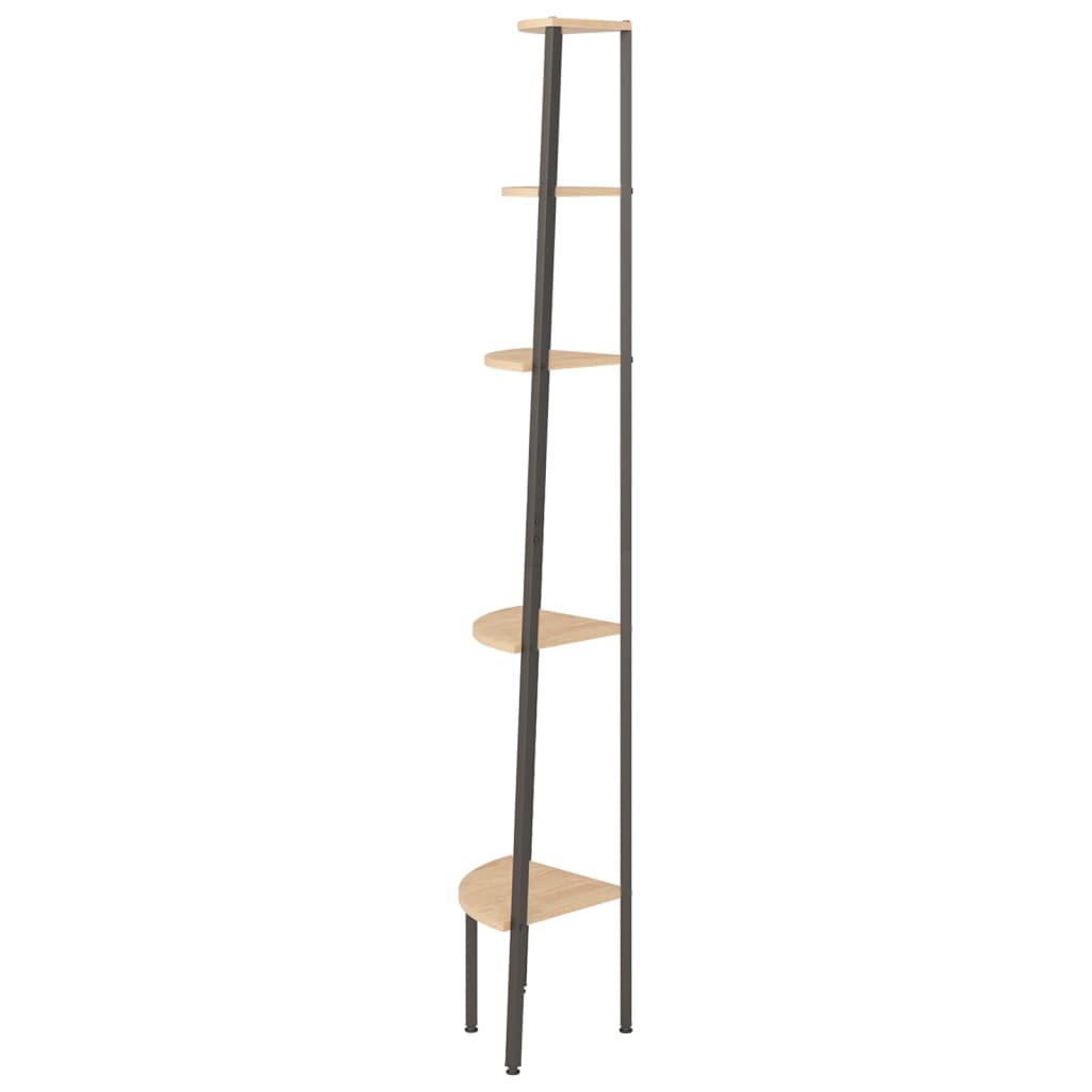 vidaXL 5-Tier Corner Shelf Light Brown and Black 45.5x31.5x180 cm