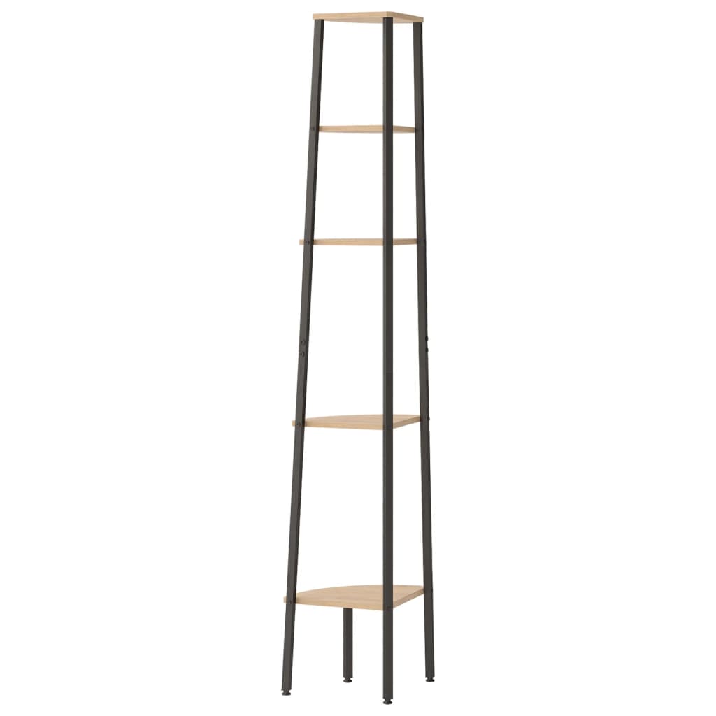 vidaXL 5-Tier Corner Shelf Light Brown and Black 45.5x31.5x180 cm