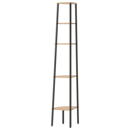 vidaXL 5-Tier Corner Shelf Light Brown and Black 45.5x31.5x180 cm