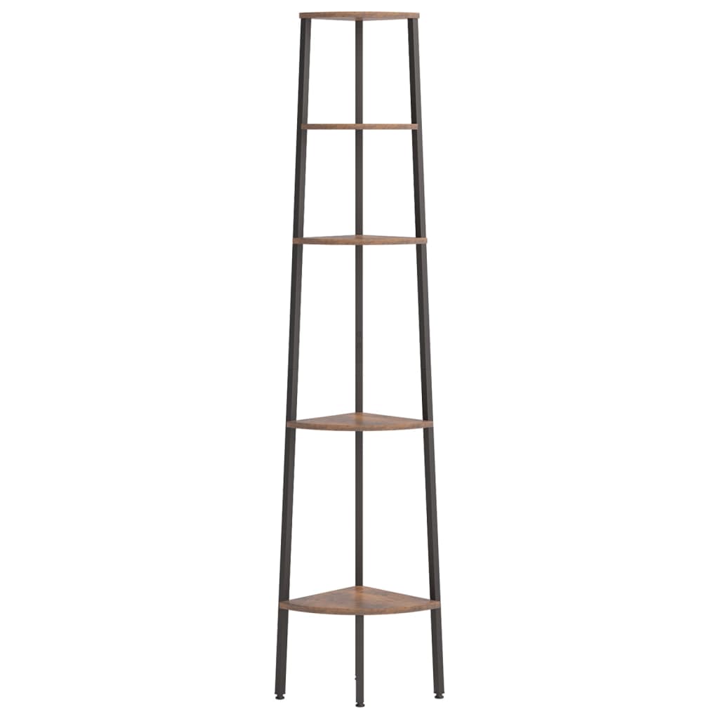 vidaXL 5-Tier Corner Shelf Dark Brown and Black 45.5x31.5x180 cm