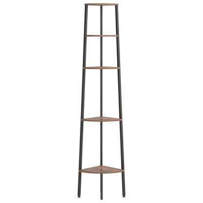 vidaXL 5-Tier Corner Shelf Dark Brown and Black 45.5x31.5x180 cm
