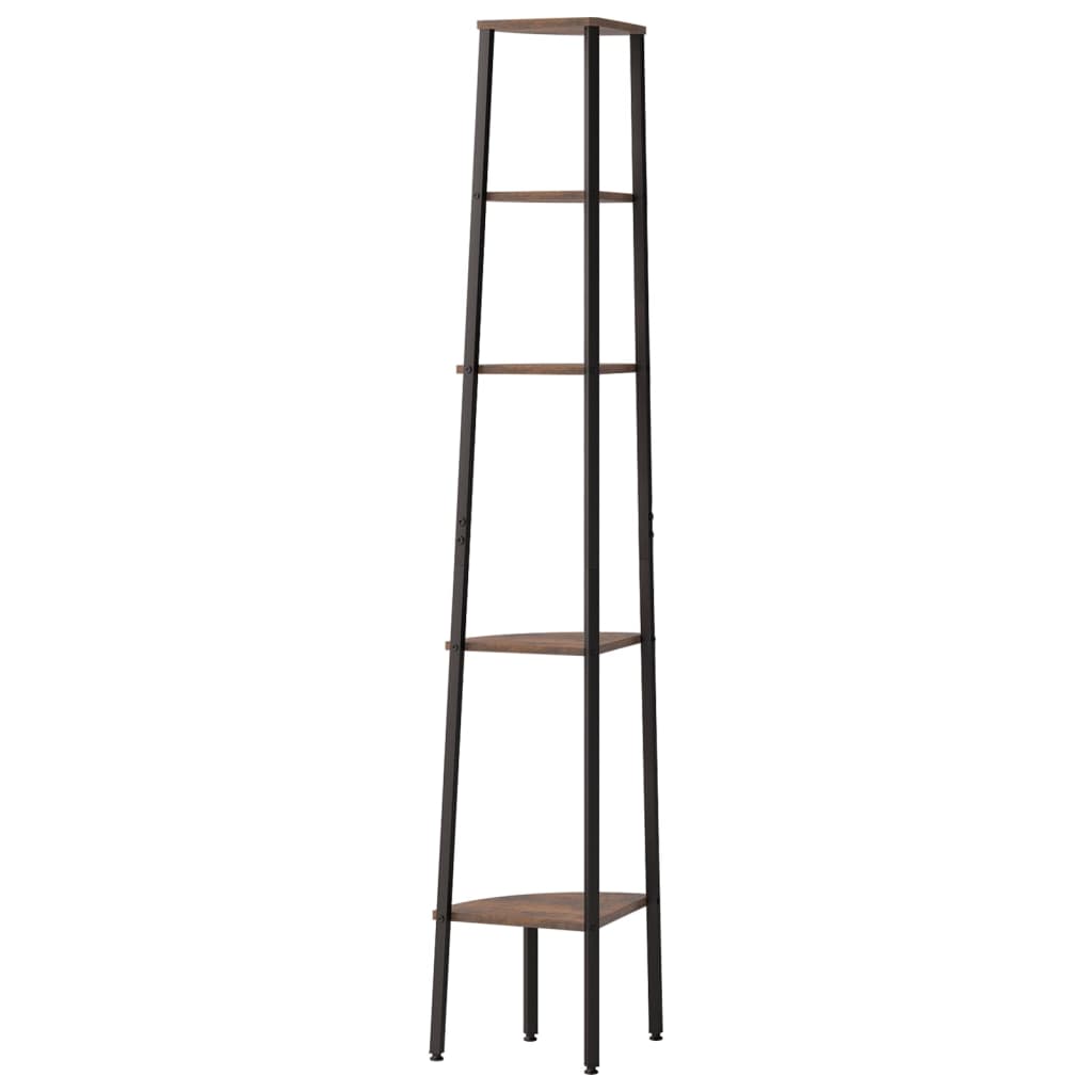 vidaXL 5-Tier Corner Shelf Dark Brown and Black 45.5x31.5x180 cm