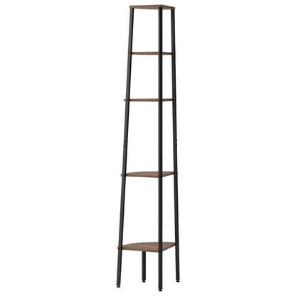 vidaXL 5-Tier Corner Shelf Dark Brown and Black 45.5x31.5x180 cm