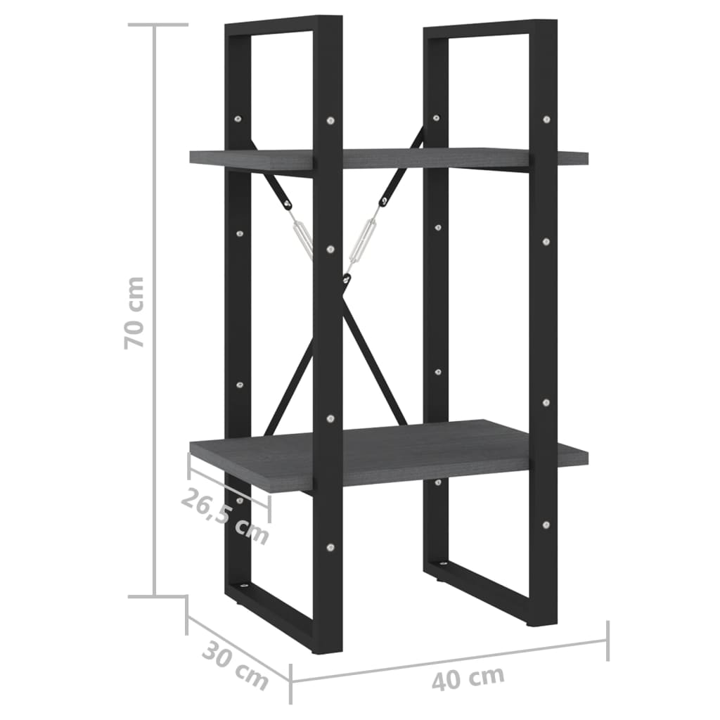 vidaXL 2-Tier Book Cabinet Grey 40x30x70 cm Solid Pine Wood