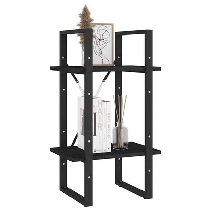 vidaXL 2-Tier Book Cabinet Black 40x30x70 cm Solid Pine Wood