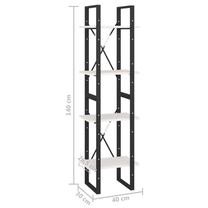 vidaXL 4-Tier Book Cabinet White 40x30x140 cm Solid Pine Wood
