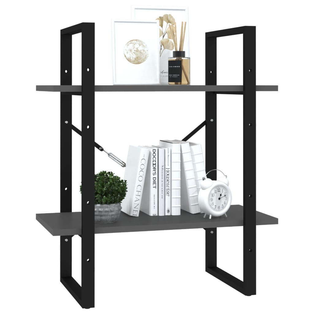 vidaXL 2-Tier Book Cabinet Grey 60x30x70 cm Engineered Wood