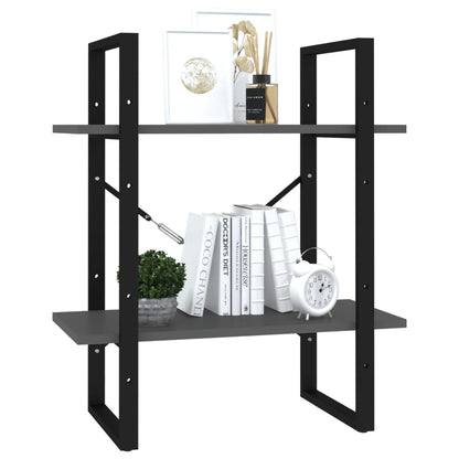 vidaXL 2-Tier Book Cabinet Grey 60x30x70 cm Engineered Wood