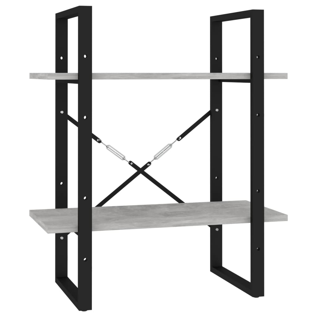 vidaXL 2-Tier Book Cabinet Concrete Grey 60x30x70 cm Engineered Wood