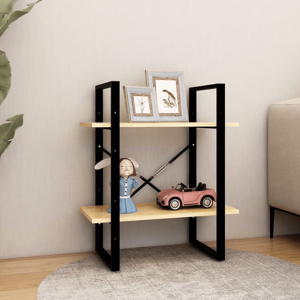 vidaXL 2-Tier Book Cabinet 60x30x70 cm Solid Pine Wood - Brown
