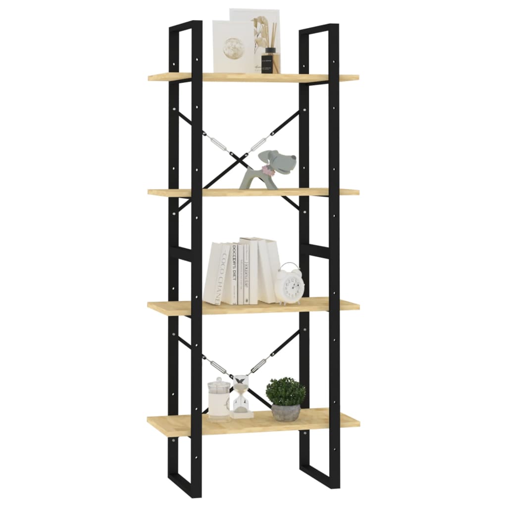 vidaXL 4-Tier Book Cabinet 60x30x140 cm Solid Pine Wood - Brown