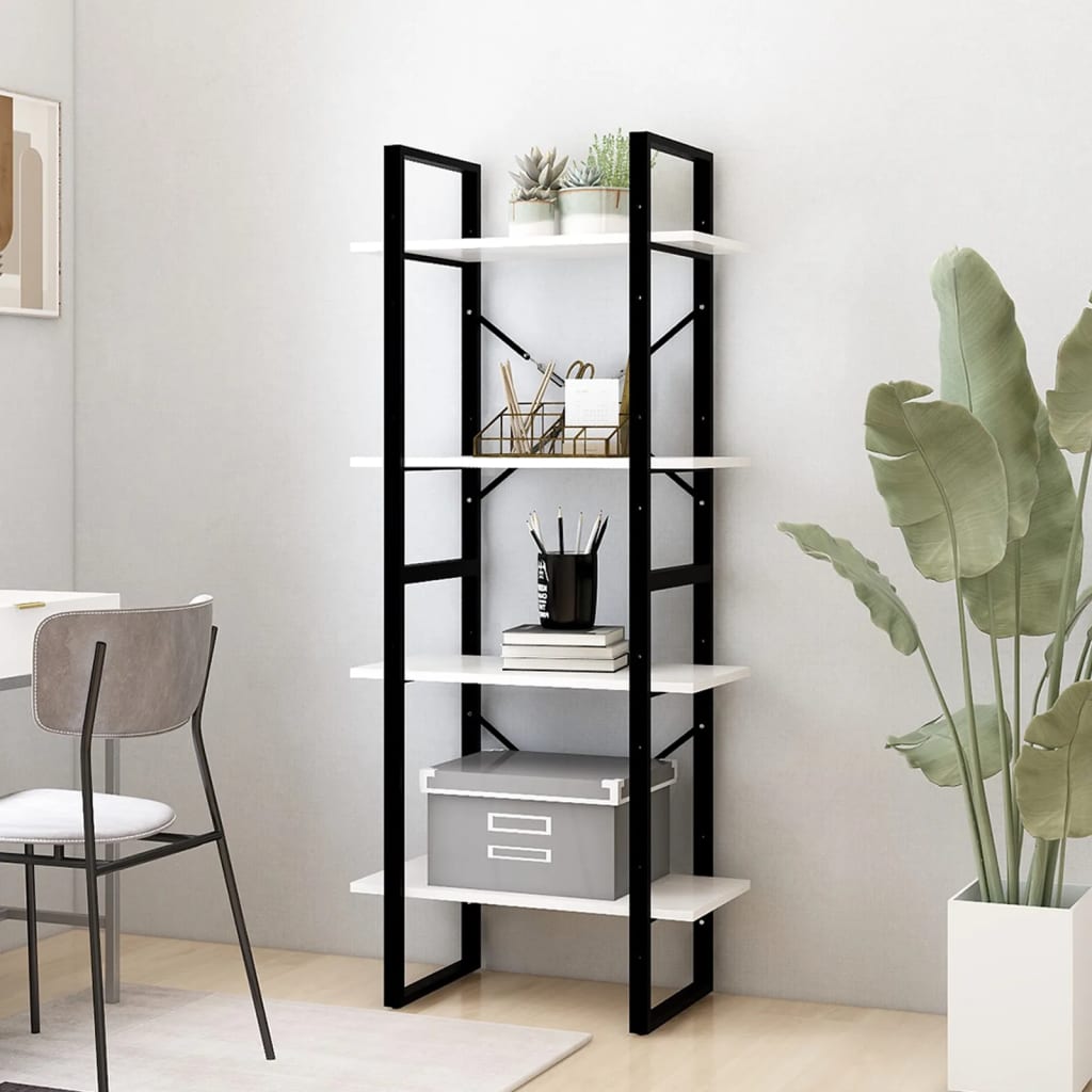 vidaXL 4-Tier Book Cabinet White 60x30x140 cm Solid Pine Wood