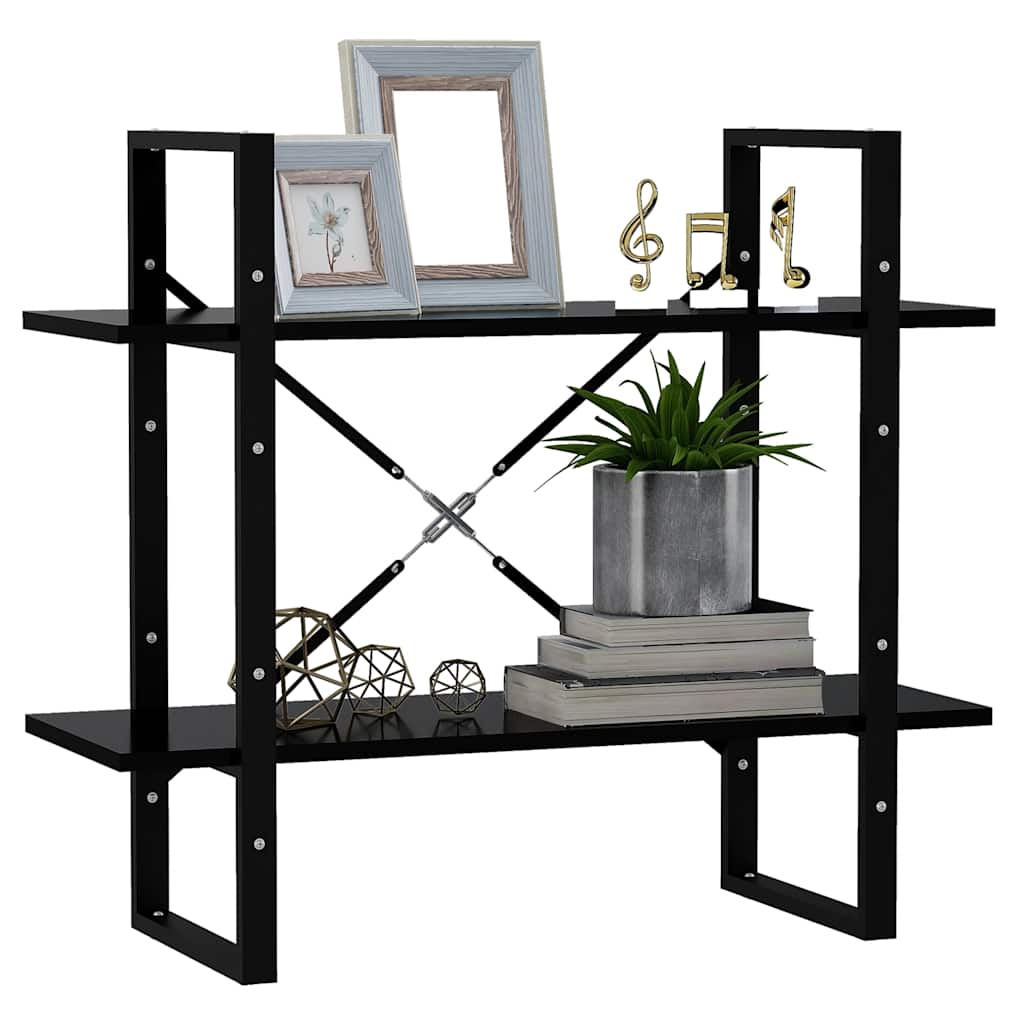 vidaXL 2-Tier Book Cabinet Black 80x30x70 cm Engineered Wood