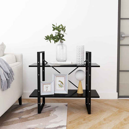 vidaXL 2-Tier Book Cabinet Black 80x30x70 cm Engineered Wood