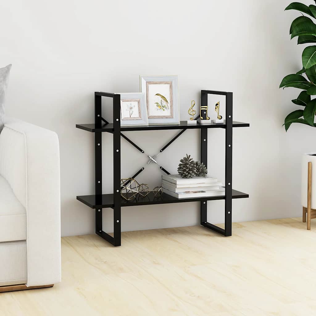 vidaXL 2-Tier Book Cabinet Black 80x30x70 cm Engineered Wood