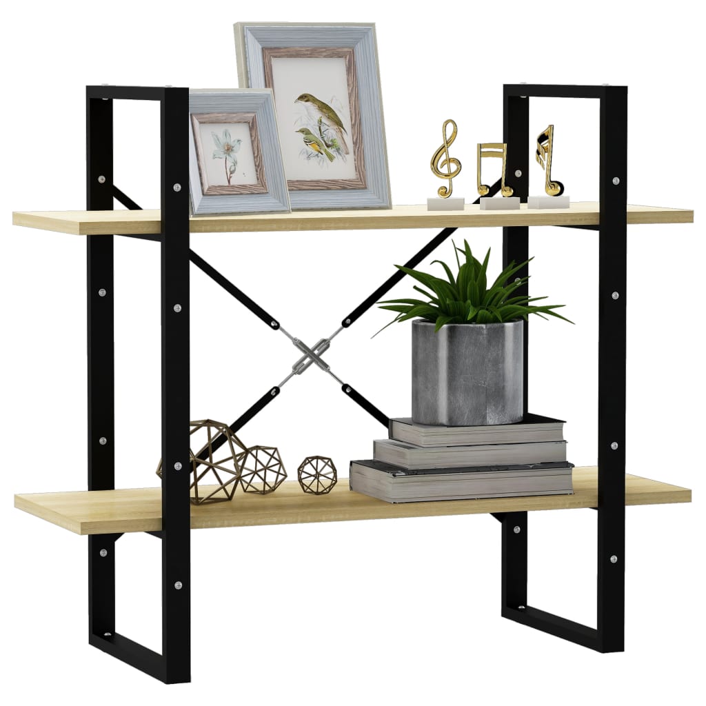 vidaXL 2-Tier Book Cabinet Sonoma Oak 80x30x70 cm Engineered Wood - Brown