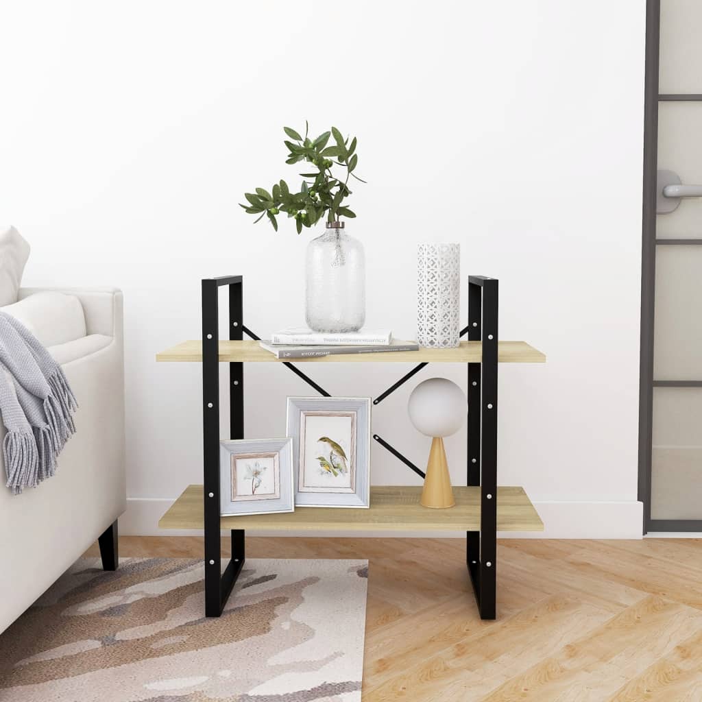 vidaXL 2-Tier Book Cabinet Sonoma Oak 80x30x70 cm Engineered Wood - Brown