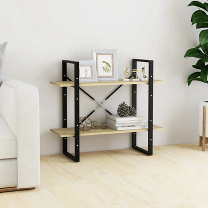 vidaXL 2-Tier Book Cabinet Sonoma Oak 80x30x70 cm Engineered Wood - Brown
