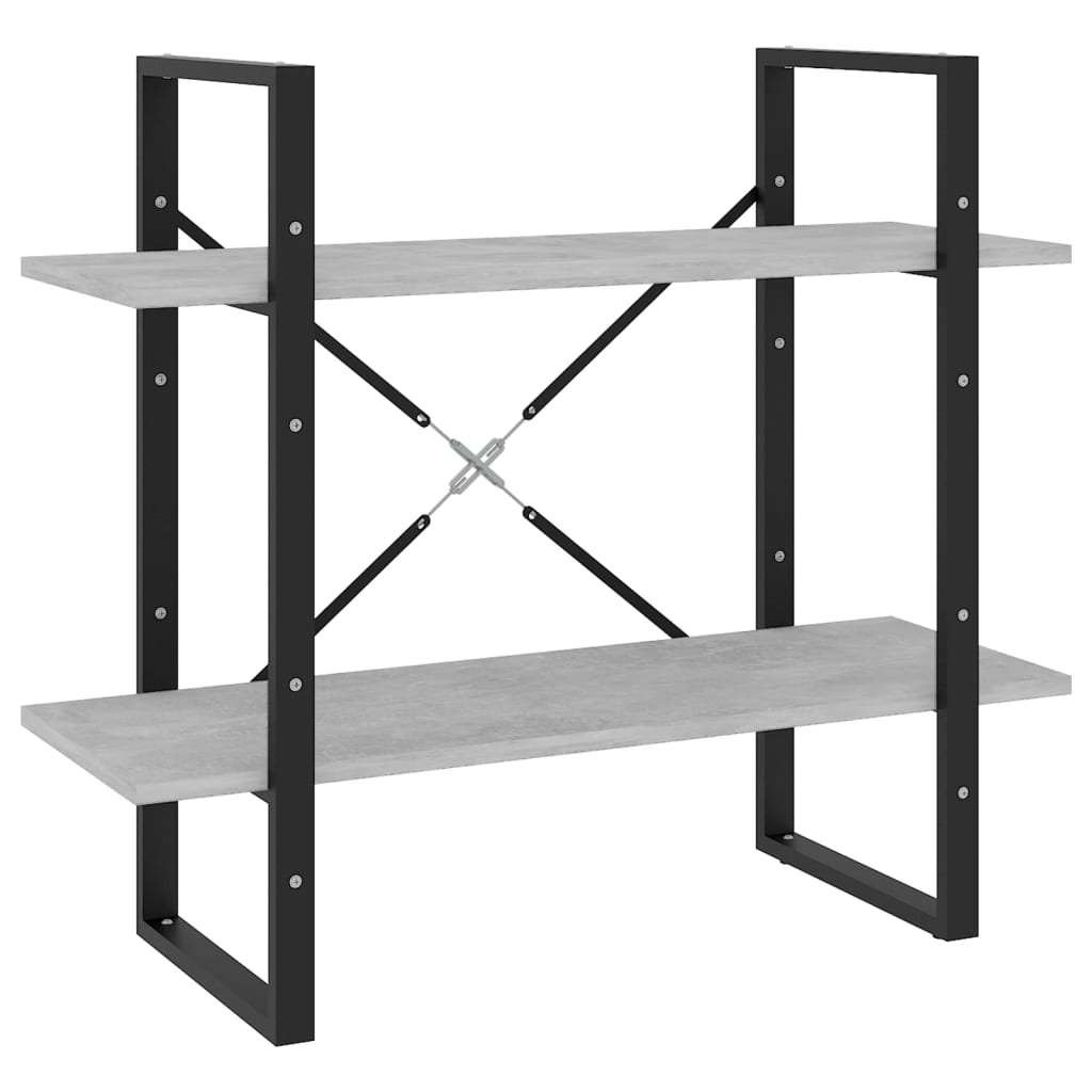 vidaXL 2-Tier Book Cabinet Concrete Grey 80x30x70 cm Engineered Wood